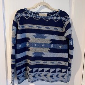 Jones of New York Country Essentials 100% Lambswool Blue Knit Sweater Size M